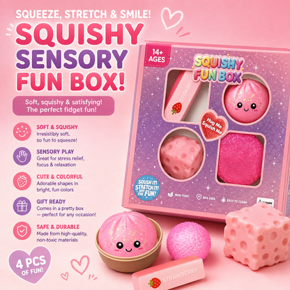 Squishy Sensory Fun Box with all four pieces