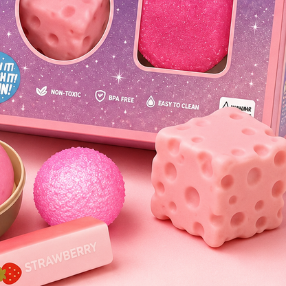 Squishy Fun Box and pieces, alternate angle