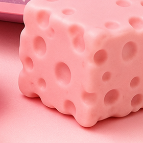 Pink dimpled cheese cube squishy